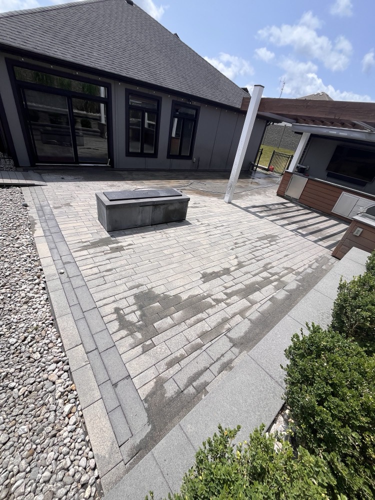 Unsealed paver patio before surface sealing in London, Ontario